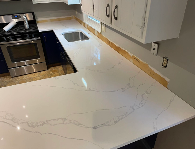 a recently finished kitchen counter